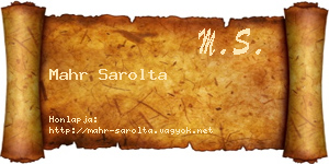 Mahr Sarolta névjegykártya